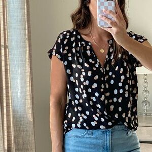 Philosophy Black Polka Dot Cap Sleeve Blouse
